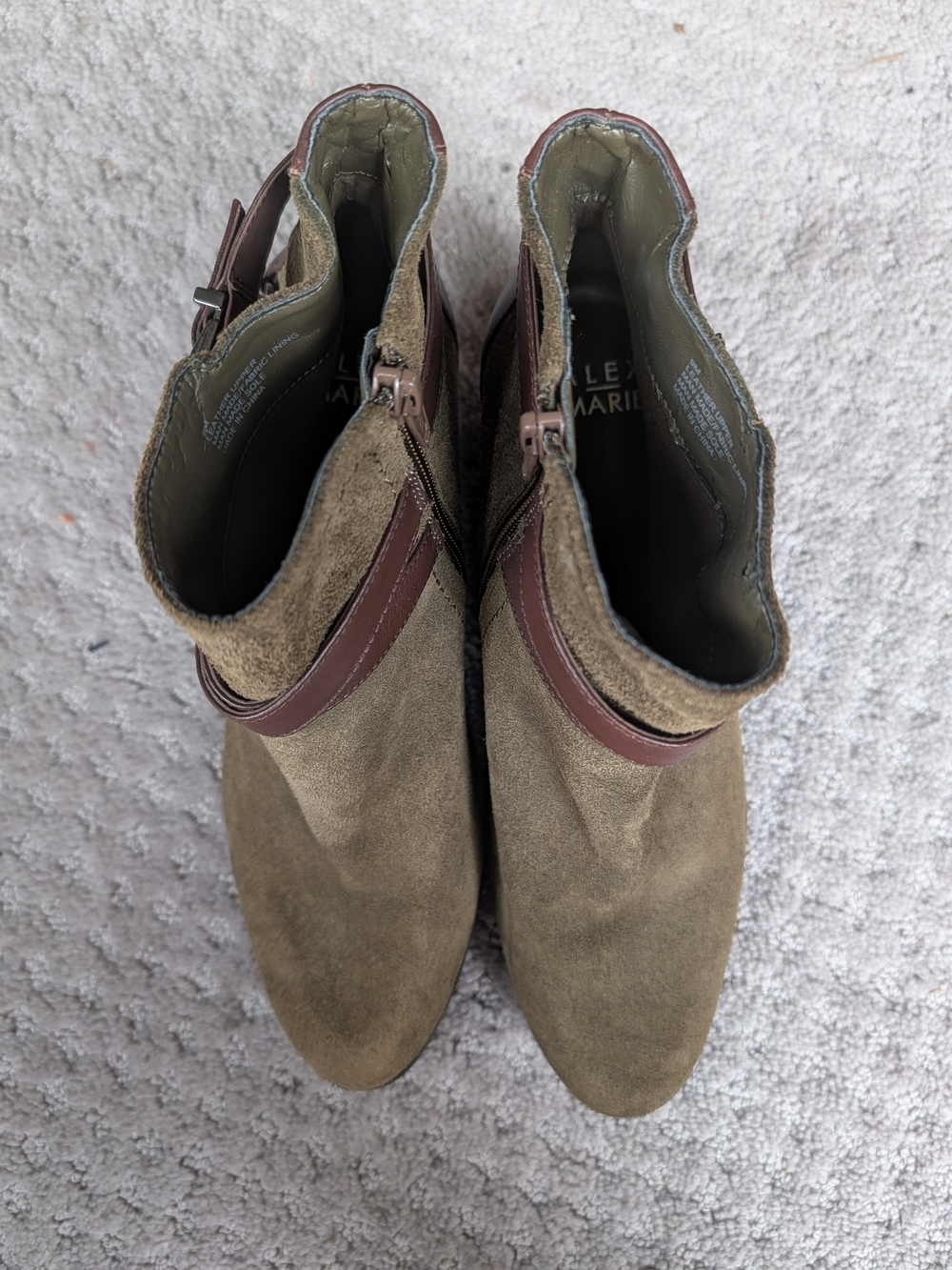 Alex Marie Olive Suede Chukka Boots with Brown Trim
